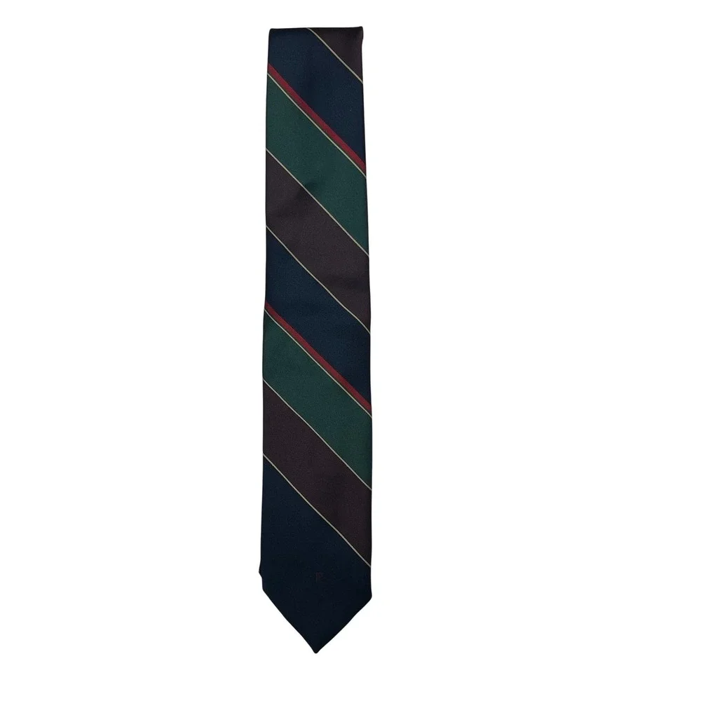 Pierre Cardin Tie Navy Burgundy Green Striped Made In Italy Classic‎ Designer